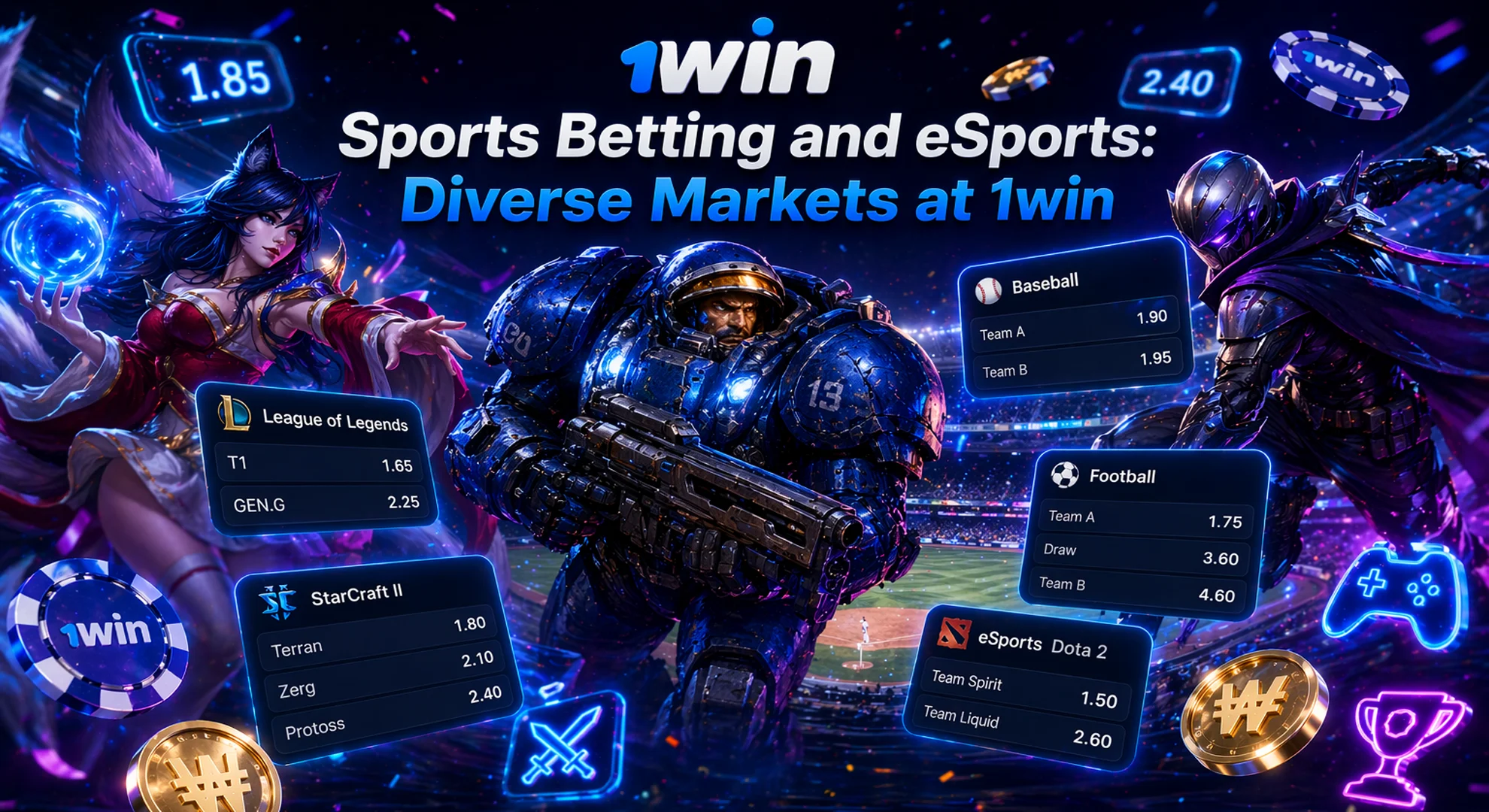 Sports Betting and eSports: Diverse Markets at 1win 1win online sports betting on football and eSports like League of Legends