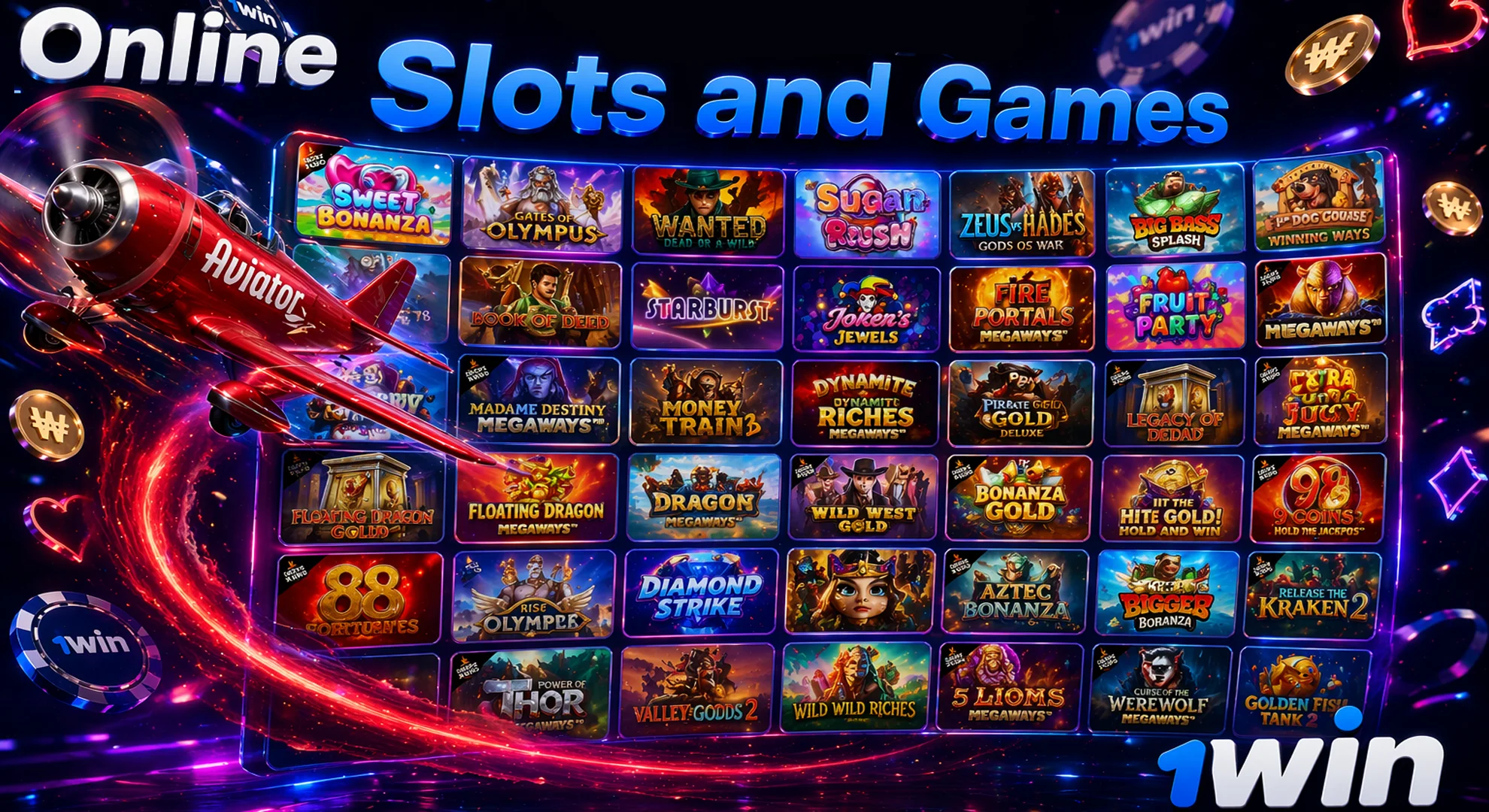 Online Slots and Games 1win KR popular worldwide games including online casino slots and Aviator